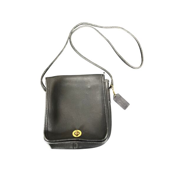 Vintage Coach Bag 9620 Black Shoulder Bag Convertible Flap USA Made - Picture 1 of 8